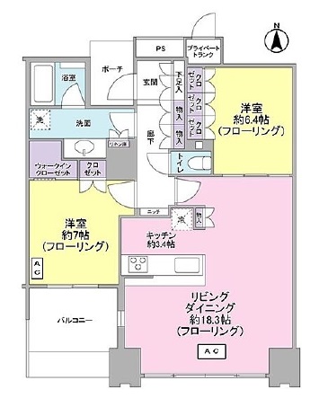 ワールドシティタワーズ キャピタルタワー 14階 間取り図