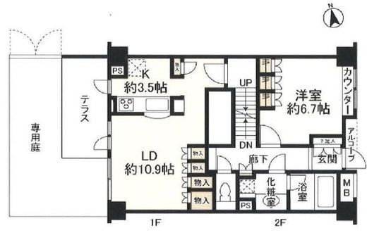 クレッセント二子玉川アッサンブラージュ 1階 間取り図