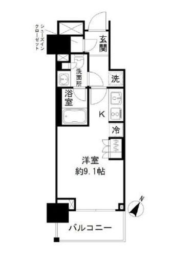 パークリュクス日本橋大伝馬町 3階 間取り図