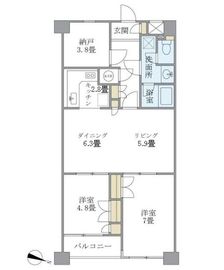サンビューハイツ五番町 5階 間取り図