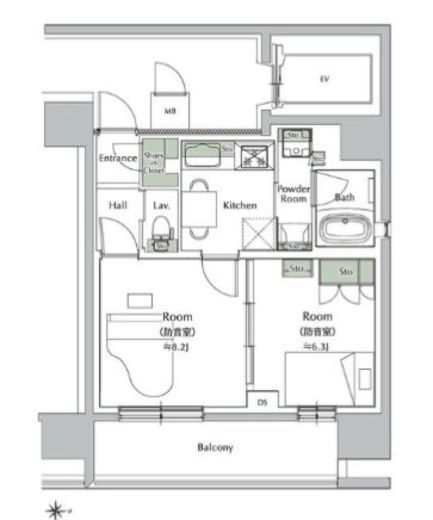 プレイ新丸子 1303 間取り図