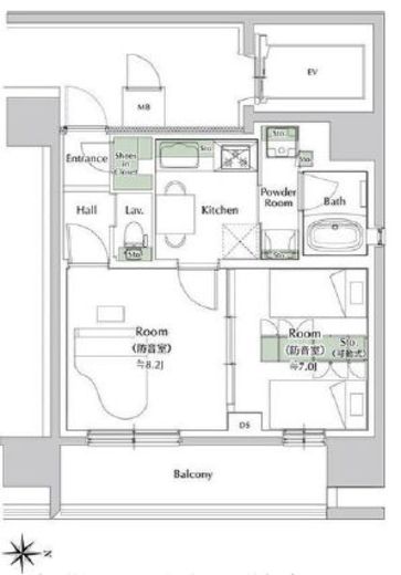 プレイ新丸子 1103 間取り図