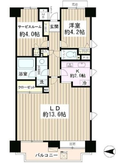 菊川パーク・ホームズ 6階 間取り図