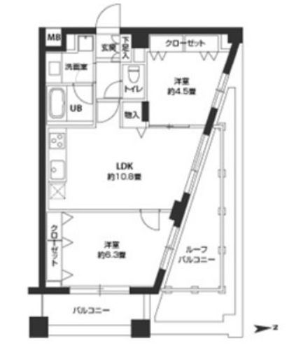 カスタリア自由が丘 304 間取り図
