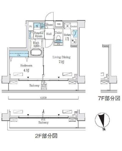 コスモグラシア内神田 202 間取り図
