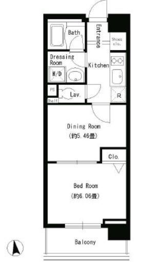 パークキューブ上野 1302 間取り図
