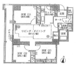 シティコート目黒 712 間取り図