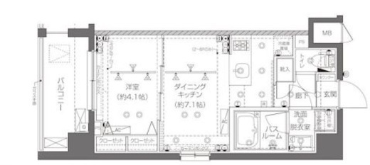 ZOOM新宿西落合 6階 間取り図