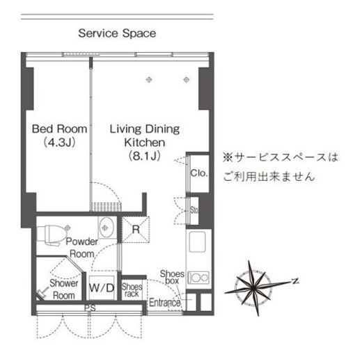 ウエリスアーバン品川タワー 1310 間取り図