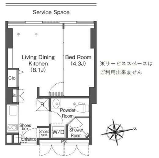 ウエリスアーバン品川タワー 1412 間取り図