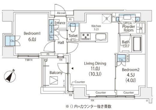 オークプレイス目黒行人坂 3階 間取り図