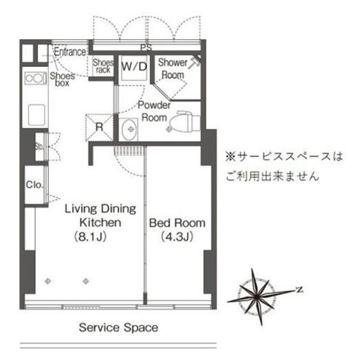 ウエリスアーバン品川タワー 1311 間取り図