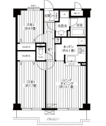 ガーデンコート下馬 204 間取り図