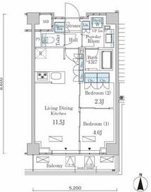 ラティエラ武蔵小杉 102 間取り図