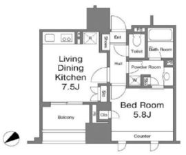 ファミール東銀座グランスイートタワー 5階 間取り図