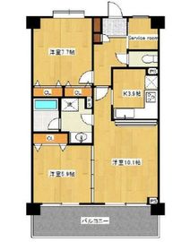 ロイヤルタワー春日 8階 間取り図