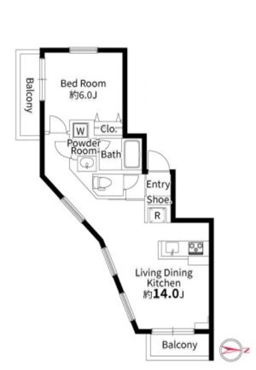 パルムクレスト武蔵小山 S306 間取り図