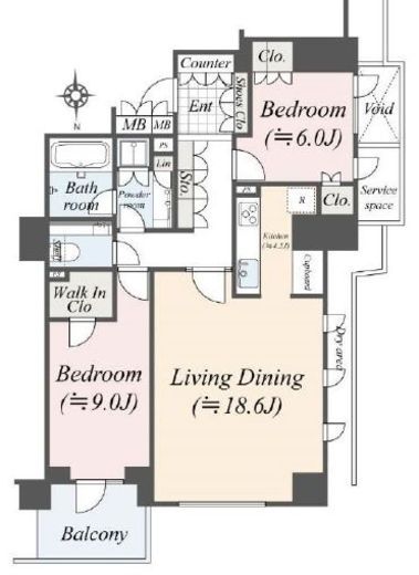 ジオグランデ元麻布 2階 間取り図