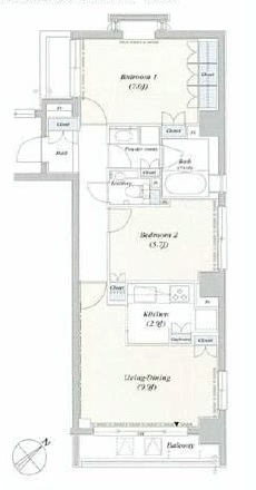 デュオフラッツ赤坂 406 間取り図