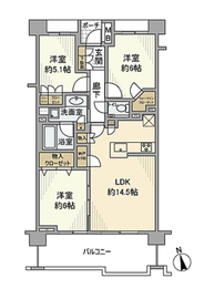 桜上水ガーデンズ I402 間取り図