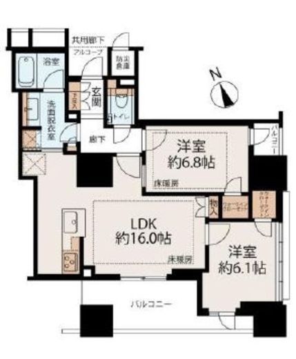 プラウド新虎通り 15階 間取り図