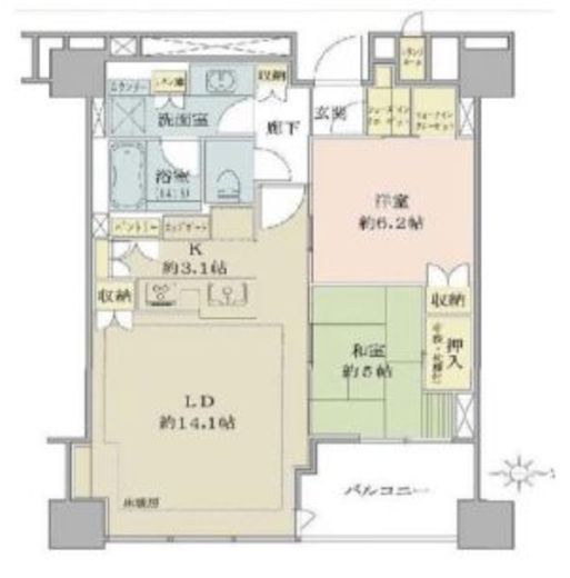 ブリリアタワー上野池之端 34階 間取り図