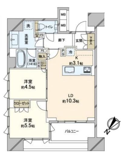 プレミスト東銀座築地エッジコート 2階 間取り図
