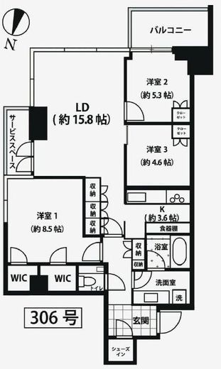 パークコート千代田一番町 3階 間取り図