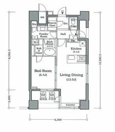 ホライズンプレイス赤坂 1801 間取り図