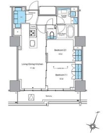 ルフォンプログレ渋谷ヒルトップ 1602 間取り図