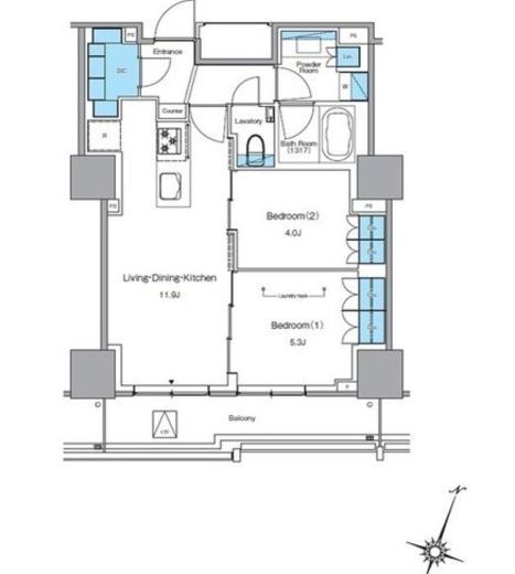 ルフォンプログレ渋谷ヒルトップ 1702 間取り図