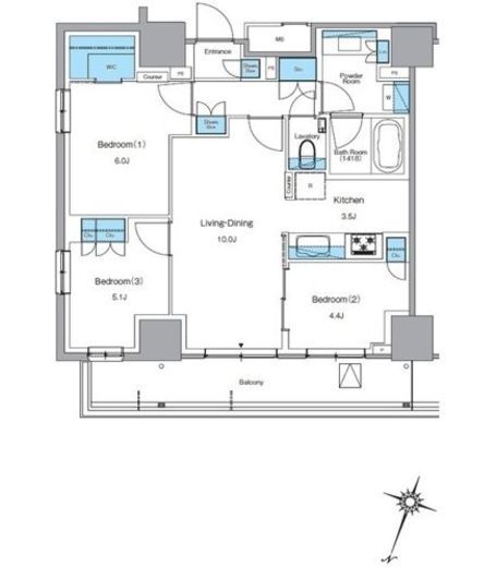 ルフォンプログレ渋谷ヒルトップ 1604 間取り図