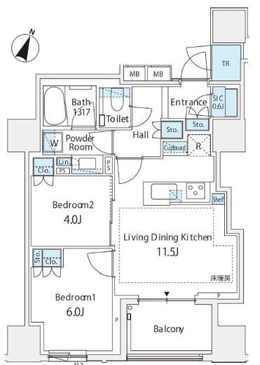 パークホームズ日本橋時の鐘通り 11階 間取り図