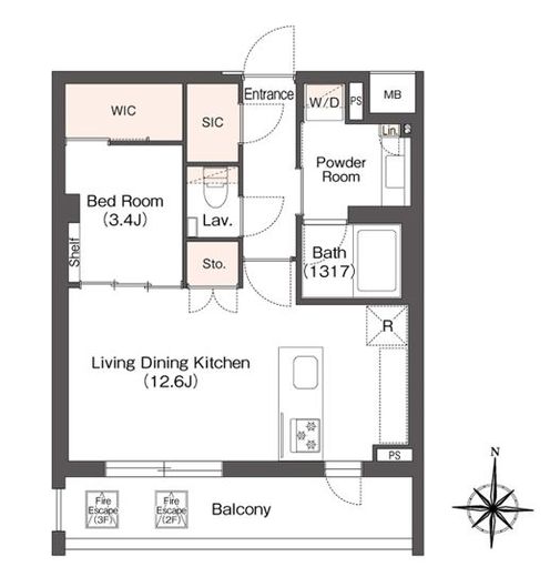 ミュプレ代々木上原 202 間取り図