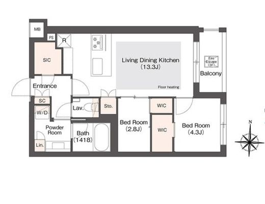 ミュプレ代々木上原 304 間取り図