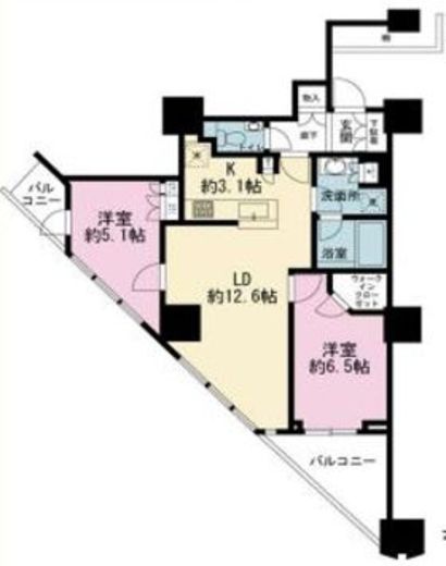 富久クロスコンフォートタワー(Tomihisa Cross)  46階 間取り図
