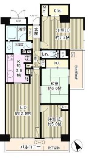 高田馬場パークホームズ 5階 間取り図