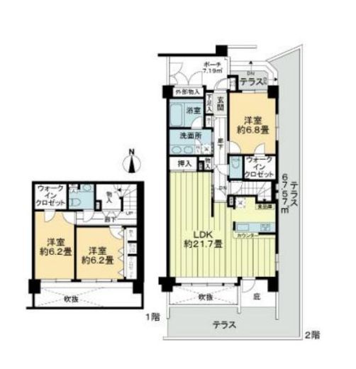 ライオンズステージ上野毛 2階 間取り図