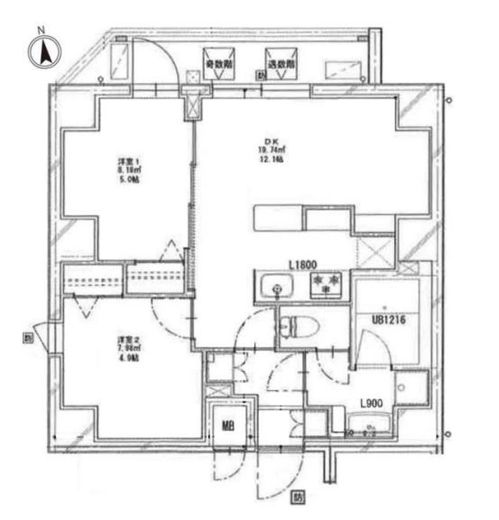 クリアルプレミア浅草橋 1401 間取り図