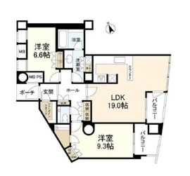 品川Vタワー タワー棟 15階 間取り図
