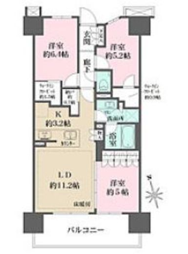 プライムパークス品川シーサイド ザ・レジデンス 3階 間取り図