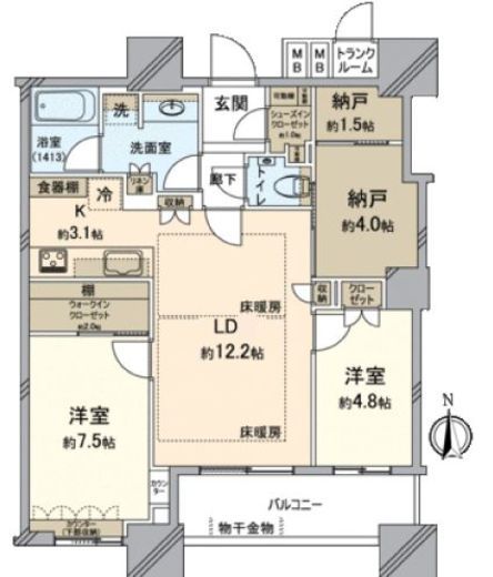 パークシティ大崎 ザ タワー 36階 間取り図