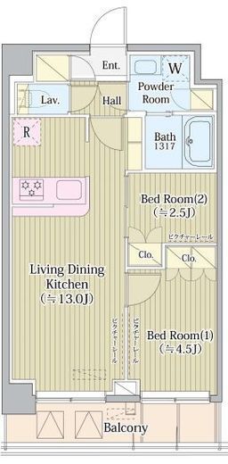 Avvolto Felice 蒲田South (アヴォルトフェリーチェ蒲田サウス) 503 間取り図