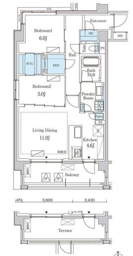 グランドゥールプレミアム代々木大山 301 間取り図