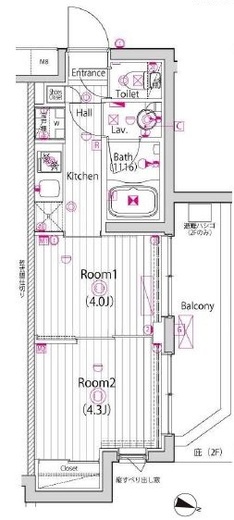 ガーラ・パークヒルズ武蔵小山 2階 間取り図