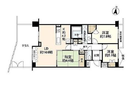 プラウド成城 1階 間取り図