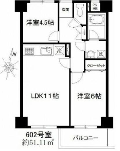 クレッセント中目黒 6階 間取り図