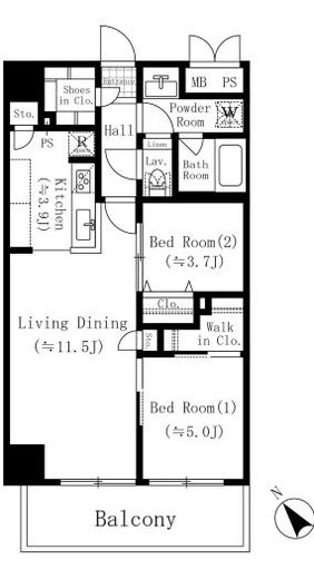 堀之内マンション 206 間取り図
