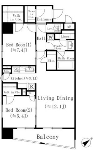 堀之内マンション 504 間取り図