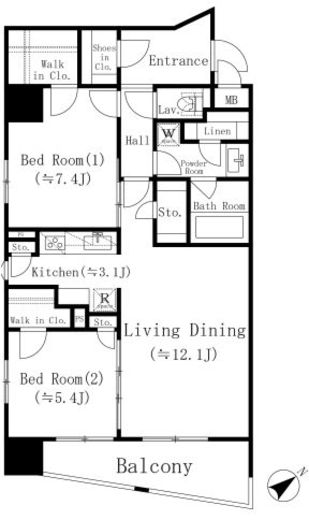 堀之内マンション 704 間取り図